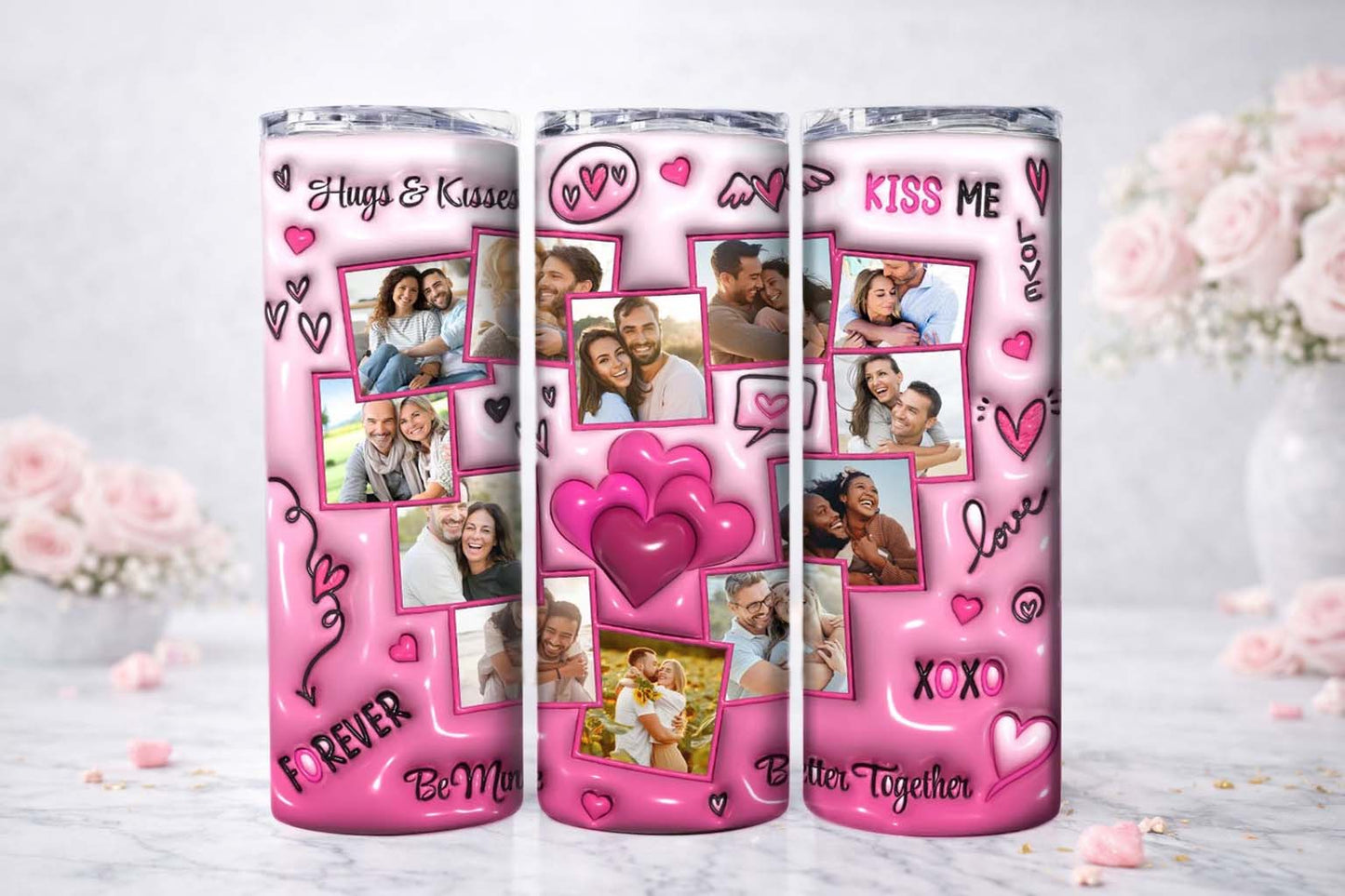 Personalized Photo Collage Inflated Forever Love Tumbler