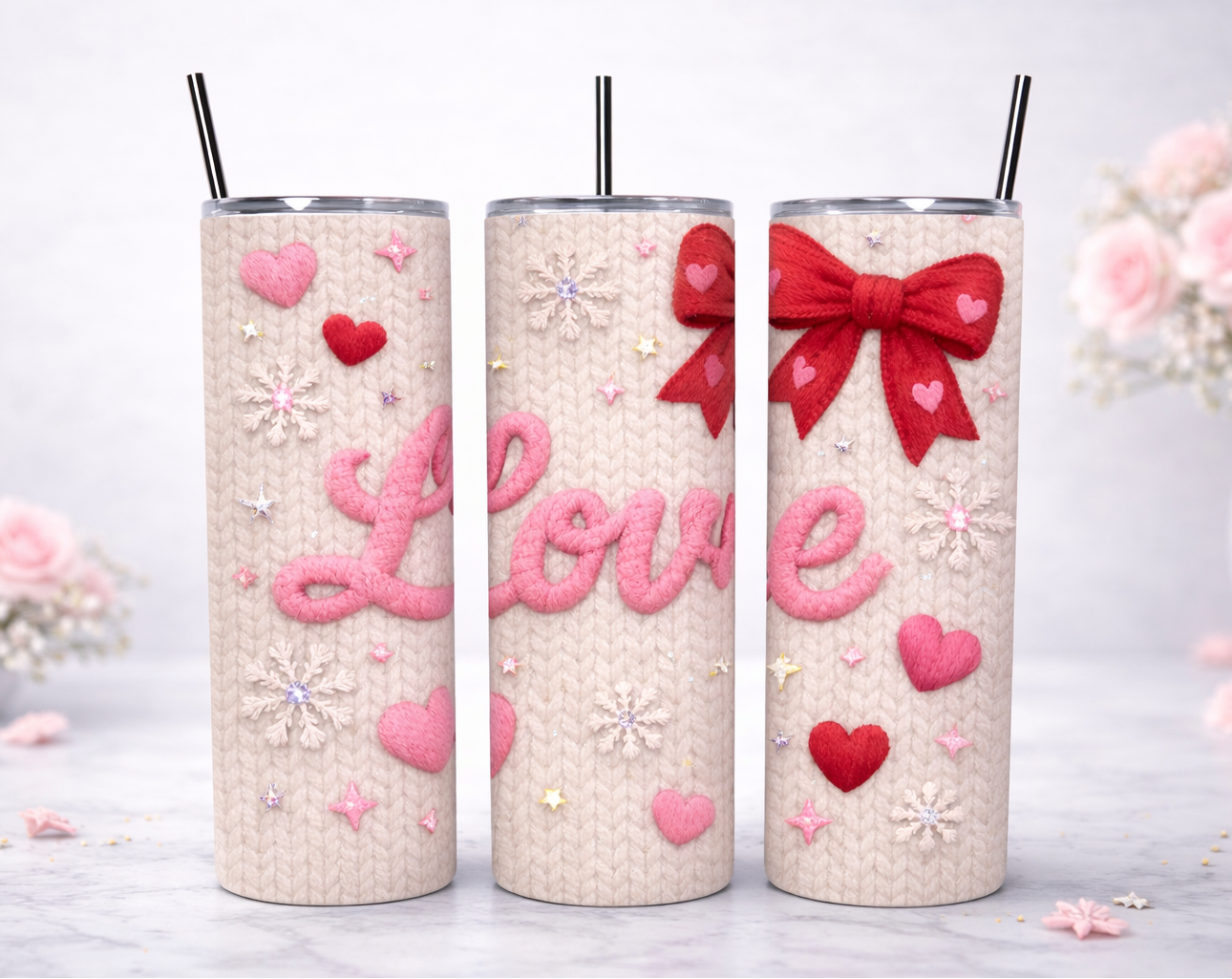 【雪のリス】38-kT Valentine Limited Edition Cozy Knit Love Valentine Tumbler – Sugar Petals Cookie Co.