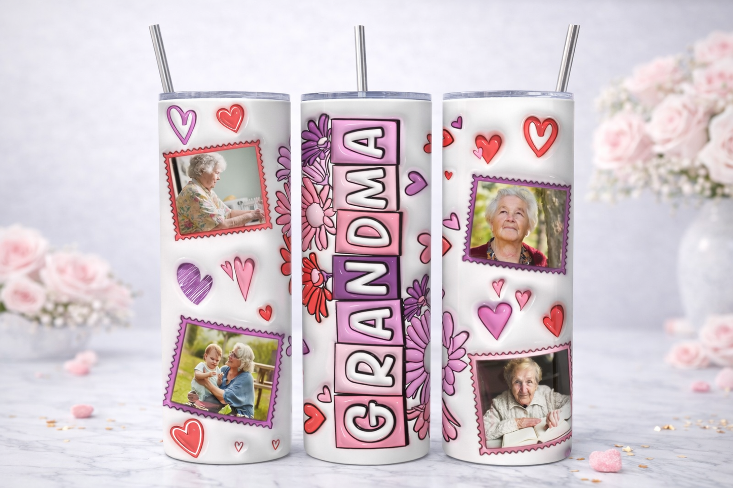 Personalized Grandma Photo Collage Tumbler