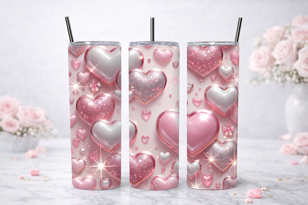 Elegant Perl Blush Hearts Tumbler