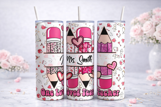 Personalized One Loved Teacher Valentine Tumbler