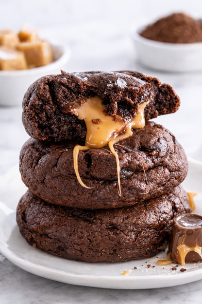 Salted Caramel Brownie Fudge Cookies